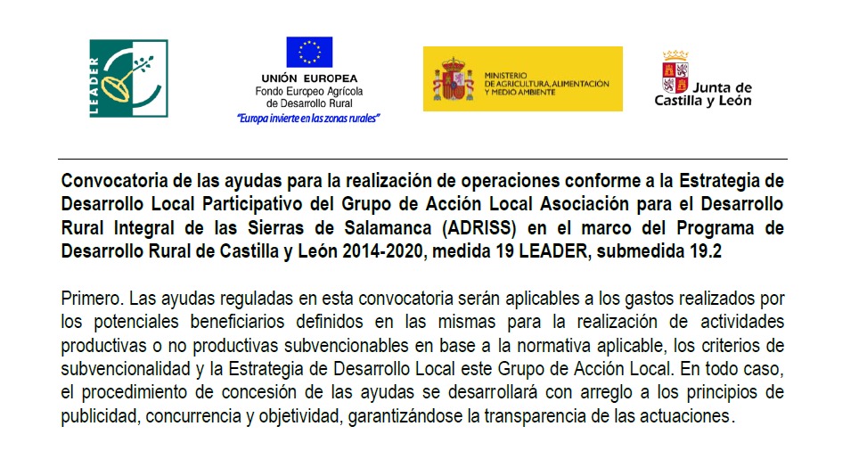 You are currently viewing Convocatoria de ayudas LEADER 2014-2020 del Grupo de Acción Local ADRISS